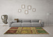 Machine Washable Abstract Brown Modern Rug in a Living Room,, wshabs1993brn