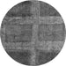 Round Machine Washable Abstract Gray Modern Rug, wshabs1993gry