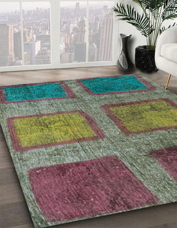 Abstract Rosy Purple Modern Rug in Family Room, abs1993