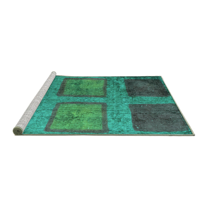 Sideview of Machine Washable Abstract Turquoise Modern Area Rugs, wshabs1993turq