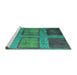 Sideview of Machine Washable Abstract Turquoise Modern Area Rugs, wshabs1993turq