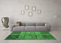 Machine Washable Abstract Emerald Green Modern Rug, wshabs1993emgrn