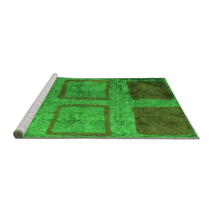 Sideview of Machine Washable Abstract Green Modern Area Rugs, wshabs1993grn