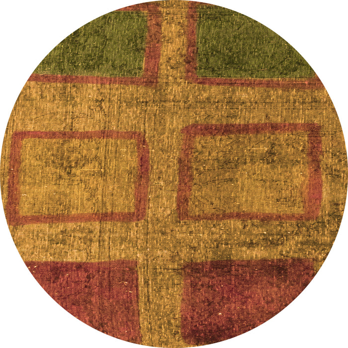 Round Abstract Orange Modern Rug, abs1993org