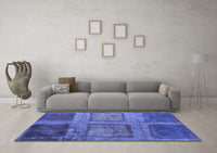 Machine Washable Abstract Blue Modern Rug, wshabs1993blu