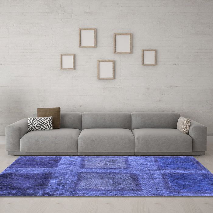 Machine Washable Abstract Blue Modern Rug in a Living Room, wshabs1993blu