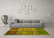 Machine Washable Abstract Yellow Modern Rug in a Living Room, wshabs1993yw