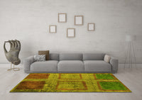 Machine Washable Abstract Yellow Modern Rug, wshabs1993yw