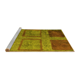 Sideview of Machine Washable Abstract Yellow Modern Rug, wshabs1993yw