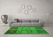 Machine Washable Abstract Green Modern Area Rugs in a Living Room,, wshabs1993grn