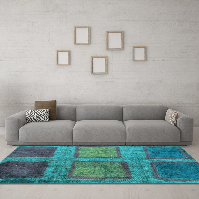 Machine Washable Abstract Light Blue Modern Rug in a Living Room, wshabs1993lblu