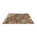 Sideview of Machine Washable Abstract Brown Sand Brown Rug, wshabs1994