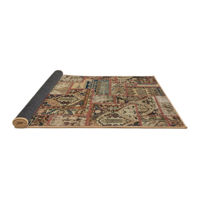 Sideview of Abstract Brown Sand Brown Modern Rug, abs1994