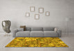 Machine Washable Abstract Yellow Modern Rug in a Living Room, wshabs1994yw