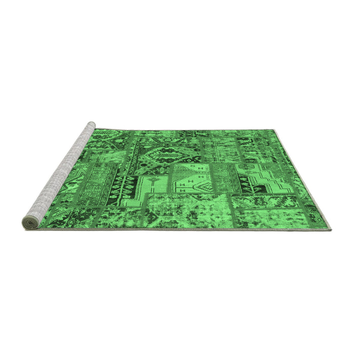 Sideview of Machine Washable Abstract Emerald Green Modern Area Rugs, wshabs1994emgrn