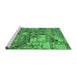 Sideview of Machine Washable Abstract Emerald Green Modern Area Rugs, wshabs1994emgrn