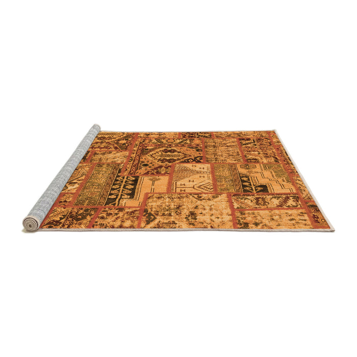 Sideview of Machine Washable Abstract Orange Modern Area Rugs, wshabs1994org