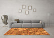 Machine Washable Abstract Orange Modern Area Rugs in a Living Room, wshabs1994org