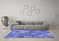 Machine Washable Abstract Blue Modern Rug, wshabs1994blu