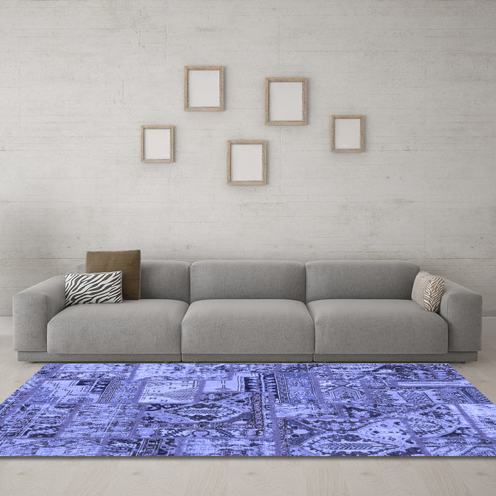 Machine Washable Abstract Blue Modern Rug in a Living Room, wshabs1994blu