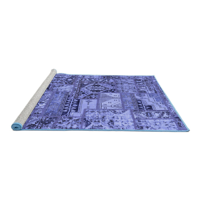 Sideview of Machine Washable Abstract Blue Modern Rug, wshabs1994blu