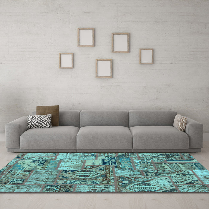Machine Washable Abstract Light Blue Modern Rug in a Living Room, wshabs1994lblu
