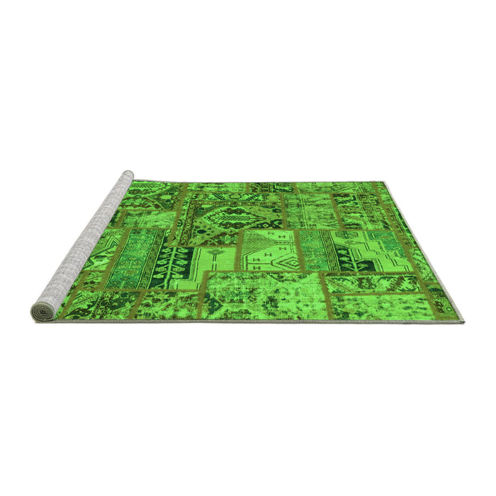 Sideview of Machine Washable Abstract Green Modern Area Rugs, wshabs1994grn