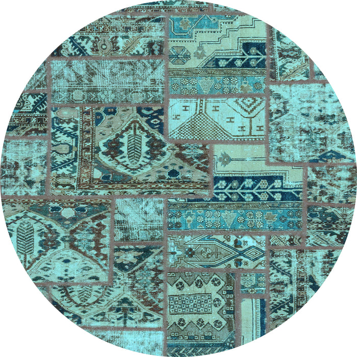 Round Abstract Light Blue Modern Rug, abs1994lblu