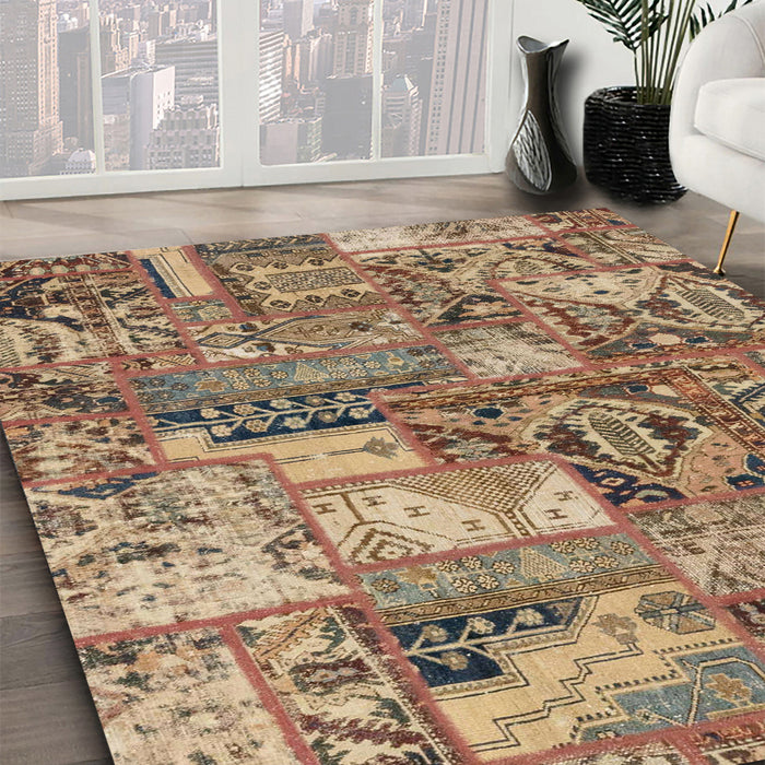 Abstract Brown Sand Brown Modern Rug in Family Room, abs1994