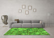 Machine Washable Abstract Green Modern Area Rugs in a Living Room,, wshabs1994grn