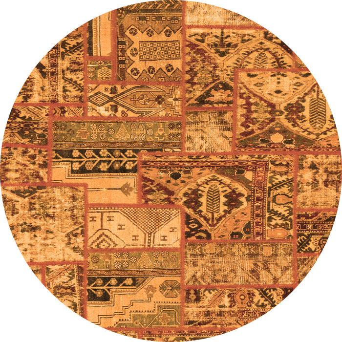 Round Abstract Orange Modern Rug, abs1994org