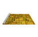 Sideview of Machine Washable Abstract Yellow Modern Rug, wshabs1994yw