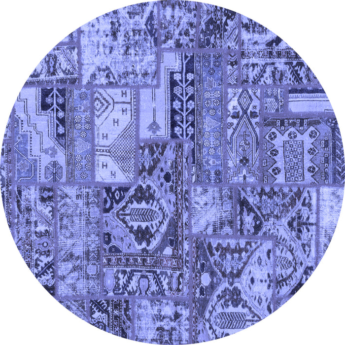 Round Abstract Blue Modern Rug, abs1994blu