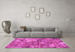 Machine Washable Abstract Pink Modern Rug in a Living Room, wshabs1994pnk