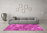 Machine Washable Abstract Pink Modern Rug, wshabs1994pnk