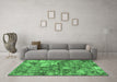 Machine Washable Abstract Emerald Green Modern Area Rugs in a Living Room,, wshabs1994emgrn