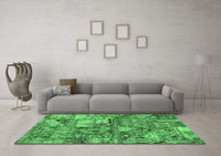 Machine Washable Abstract Emerald Green Modern Rug, wshabs1994emgrn