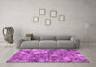 Machine Washable Abstract Purple Modern Area Rugs in a Living Room, wshabs1994pur