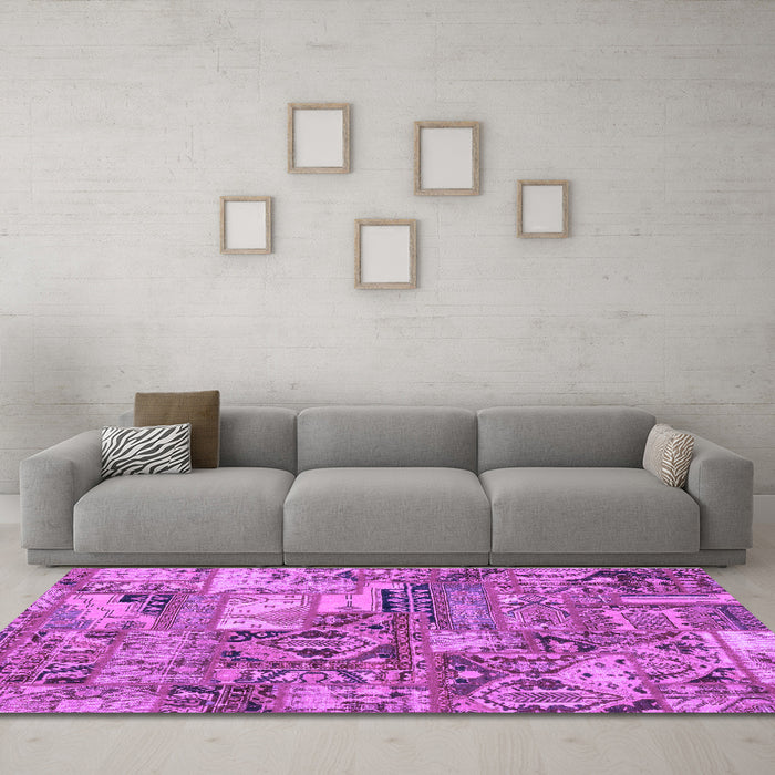 Machine Washable Abstract Purple Modern Area Rugs in a Living Room, wshabs1994pur
