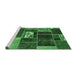 Sideview of Machine Washable Patchwork Emerald Green Transitional Area Rugs, wshabs1995emgrn