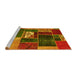 Sideview of Machine Washable Patchwork Yellow Transitional Rug, wshabs1995yw