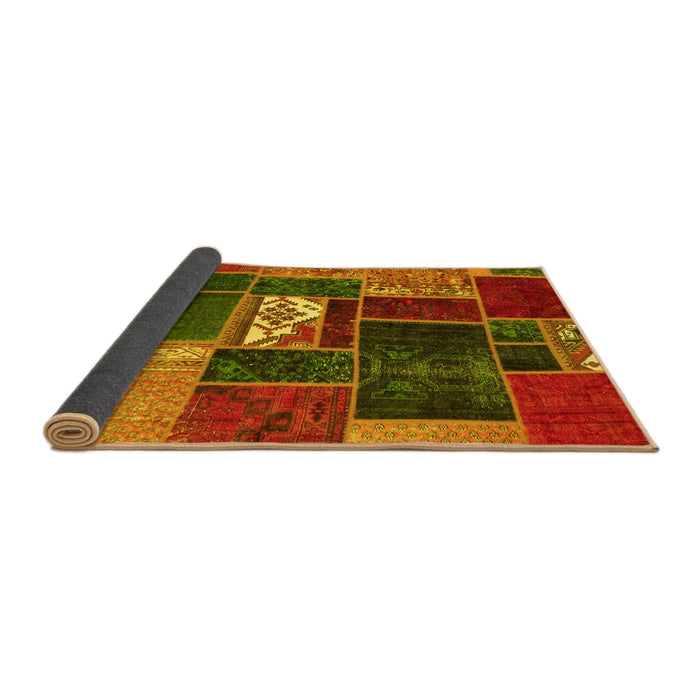 Sideview of Patchwork Yellow Transitional Rug, abs1995yw