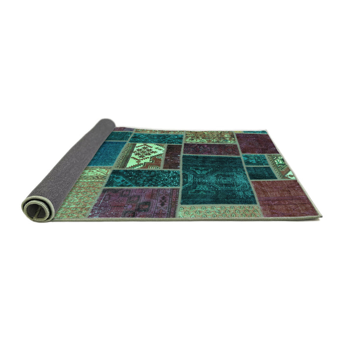Sideview of Patchwork Turquoise Transitional Rug, abs1995turq