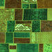 Square Patchwork Green Transitional Rug, abs1995grn