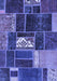 Machine Washable Patchwork Blue Transitional Rug, wshabs1995blu