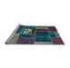 Sideview of Machine Washable Patchwork Light Blue Transitional Rug, wshabs1995lblu