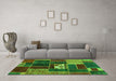 Machine Washable Patchwork Green Transitional Area Rugs in a Living Room,, wshabs1995grn