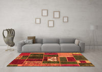 Machine Washable Patchwork Orange Transitional Rug, wshabs1995org