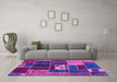 Machine Washable Patchwork Purple Transitional Area Rugs in a Living Room, wshabs1995pur