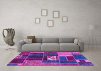 Machine Washable Patchwork Purple Transitional Rug, wshabs1995pur